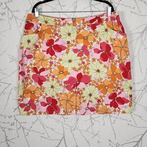 Talbots Colorful Floral Printed Tencel Cotton Mini Skirt